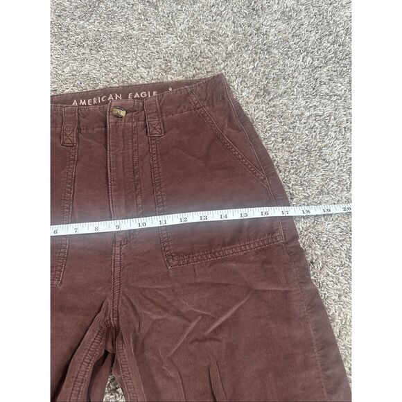American Eagle Baggy Mom Pant Corduroy High Rise Brown/Red Size 0 Raw Hem Fall - Picture 9 of 14